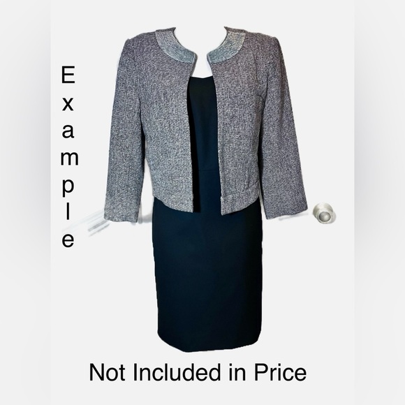 LOFT Size 6 Tweed Gray Open Cropped Jacket/Blazer Silver Metallic Sequin Collar - Picture 11 of 11